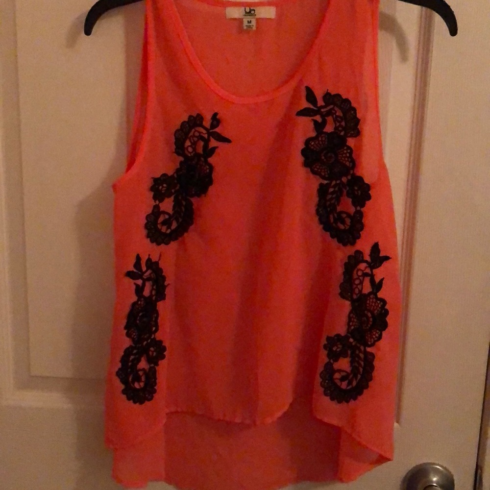 bright pink tank with lace details